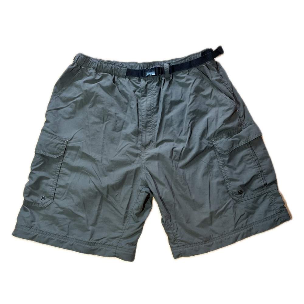 REI Men's Size XL Clip Belt Cargo Utility Shorts Green Outdoor Gorpcore Hiking